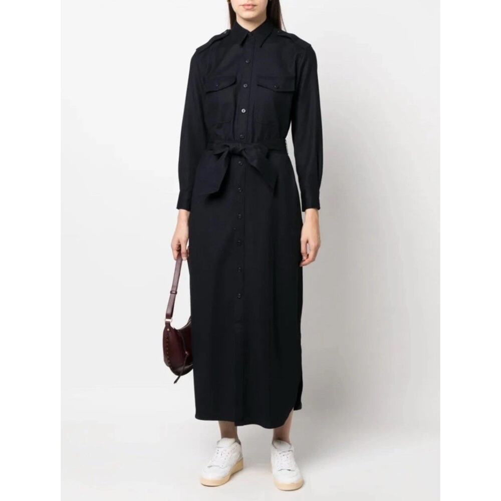 NWT RRL Ralph Lauren Double RL Wool Blend Maxi Shirt Dress Belted Size 2 US S
